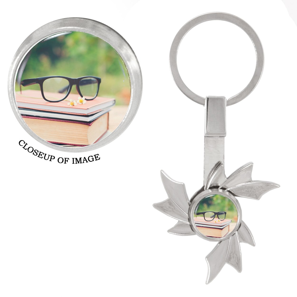 Photograph of Glasses and Books Outside Keychain - Walmart.com