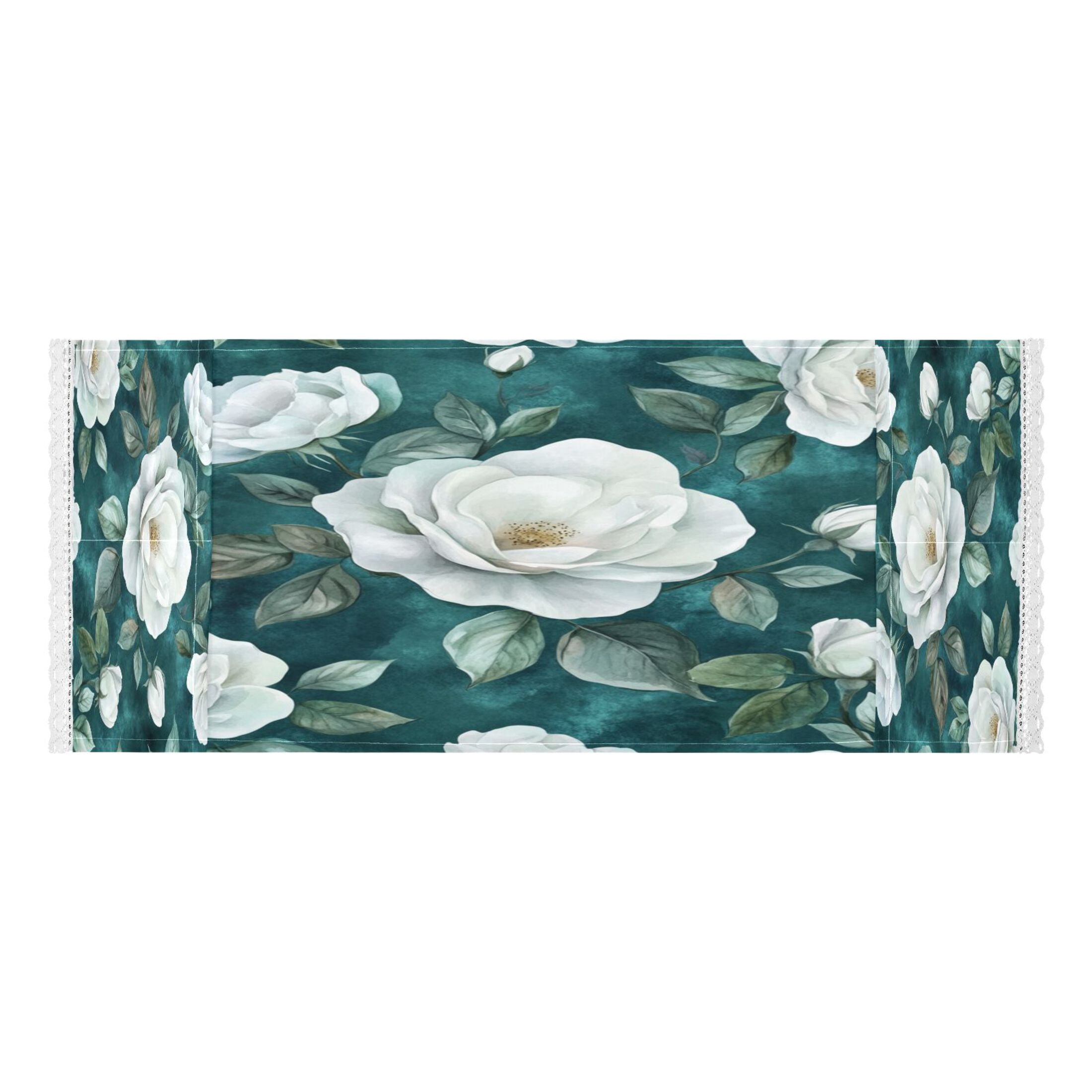 WOBOGO Large White Roses Pattern Washing Machine Cloth Dryer Refrigerator Top Cover Protective Non-Slip Mat For Kitchen Laundry