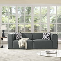Modway Mingle 2-Piece Fabric Upholstered Loveseat in Gray Finish