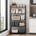 thumbnail image 5 of LEDREM 5-Tier Metal Storage Rack with X-Frame Sides, Heavy-Duty Wire Shelving Unit, Deep Organizer for Entryway Kitchen Bathroom Living Room, Industrial Ink Black, 5 of 6
