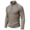 thumbnail image 5 of Eiyaclvo Quarter Zip Pullover Sweater for Men Fall Winter Long Sleeve 1/4 Zipper Stand Collar Sweater Top Underwear Khaki L, 5 of 6