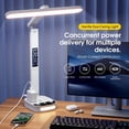 thumbnail image 3 of LED Desk Lamp with 2 US Outlets 2 USB 1 Type-C, Eye-Caring Table Lamp with 3 Color Modes, Rotatable Head, Night Light & Temperature Clock Calendar for Home Office Bedroom Reading Nightstand (white), 3 of 6