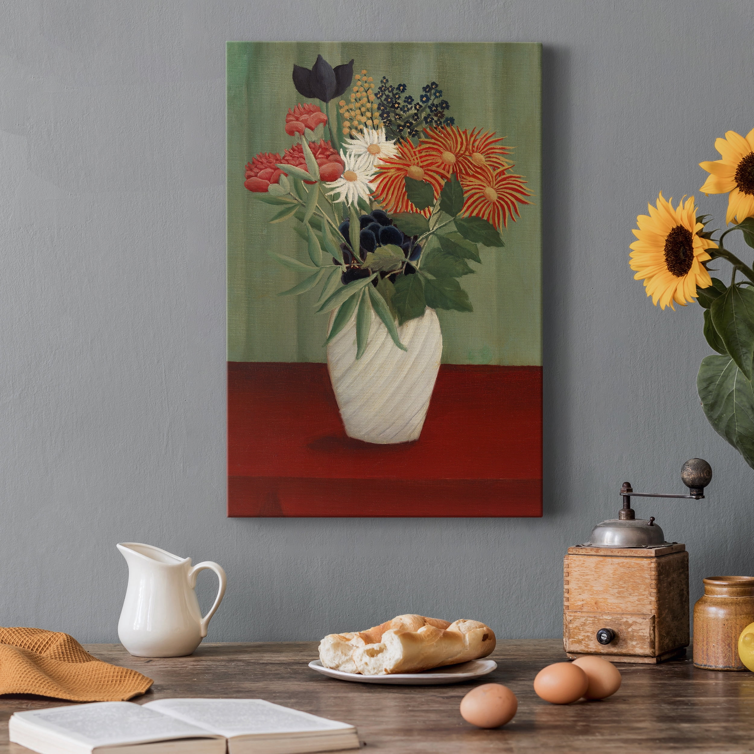 Bouquet of Flowers with China Asters and Tokyos Premium Gallery Wrapped Canvas - Ready to Hang - 40 x 60