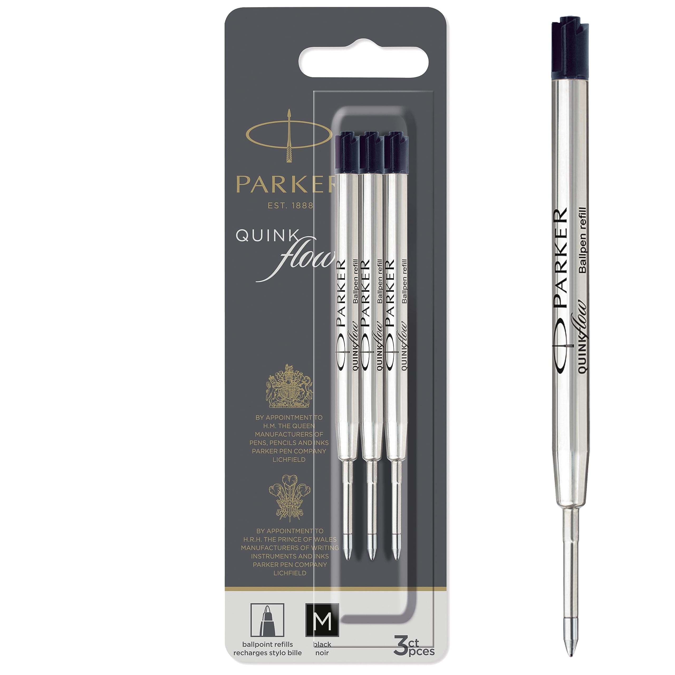 Parker Quinkflow Ballpoint Pen Refill Blue Ink 3/Pack (2119152