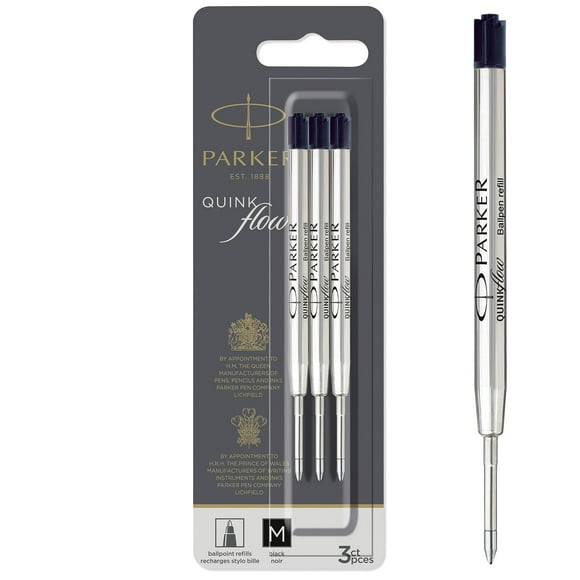 Recambios de tinta para bolígrafo Parker QuinkFlow Medium Black 3