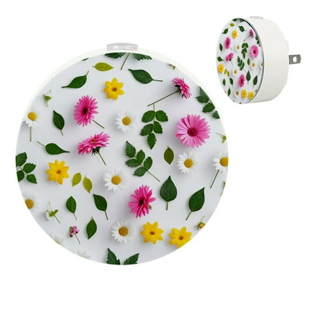 

YZUOUZY Lamp for Bedroom Night Lights Small Bedside Lamps Set of 2 Colorful Flowers white Background