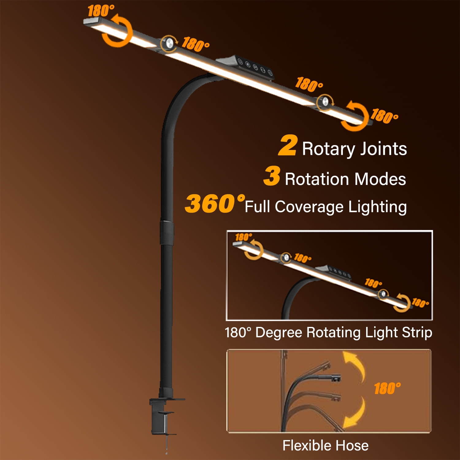 DKTIOP Large Desk Lamps for Home Office, 27.1 Architect Desk Lamp with Clamp, 24W Ultra Bright LED Desk Light Stepless Dimming Eye-Caring Office Desk Lamp for Study Work