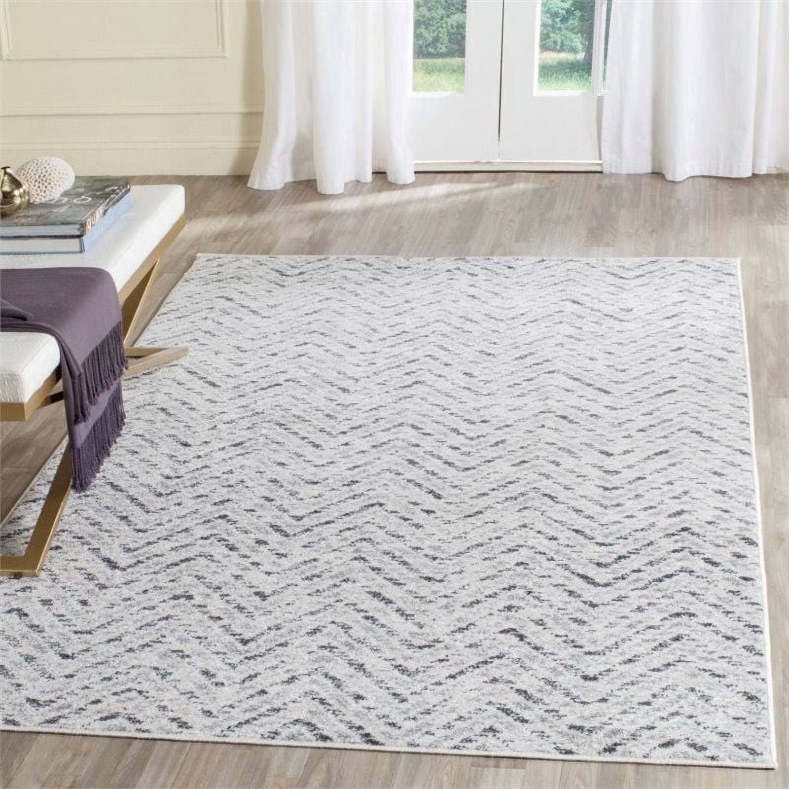SAFAVIEH Adirondack Altan Striped Area Rug, Ivory/Charcoal, 5'1" x 7'6"