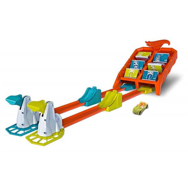 Mattel MTTGBF89 Roues Chaudes Lancer à Travers le Défi Jouet - Pack de 4