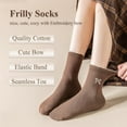 thumbnail image 6 of Womens Crew Socks Ankle Ruffle Socks Fashion Cotton Dress Sock Cute Embroidery Casual Socks 5Pack, 6 of 9