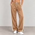 thumbnail image 4 of Ruohan Women's Wide Leg Sweatpants, High Waist Drawstring Track Pants with Pockets, Side Stripe, 4 of 8