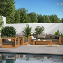 Modway Tahoe 5-Piece Outdoor Patio Acacia Wood Furniture Set in Natural Cocoa