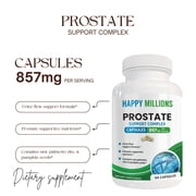 Happy Millions Prostate Support saw palmetto for men nettle pygeum sterol prostate health urination flow Dietary Supplements 857mg, 60 Capsules (Non-GMO), Gluten-Free