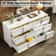 thumbnail image 3 of Merluxy 54" W High Gloss 6 Drawers Dressers with Silver Handles, Modern Storage Chest with Wide Tabletop, for Bedroom, Living Room, Adult, White, 3 of 10