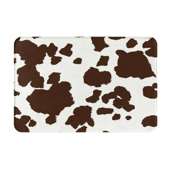 Yiaed Brown Cow Print Flannel Doormat Mat Outdoor Indoor Door Mats, Non Slip Durable Entrance Rugs for Outside Entry, Porch, Resist Dirt, 16"x24"
