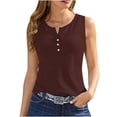 thumbnail image 1 of Timegard Camisoles pour Femmes Col Rond à Boutons Sans Manches Couleur Unie Chic Décontracté Tunique Haut Blouse, 1 of 7