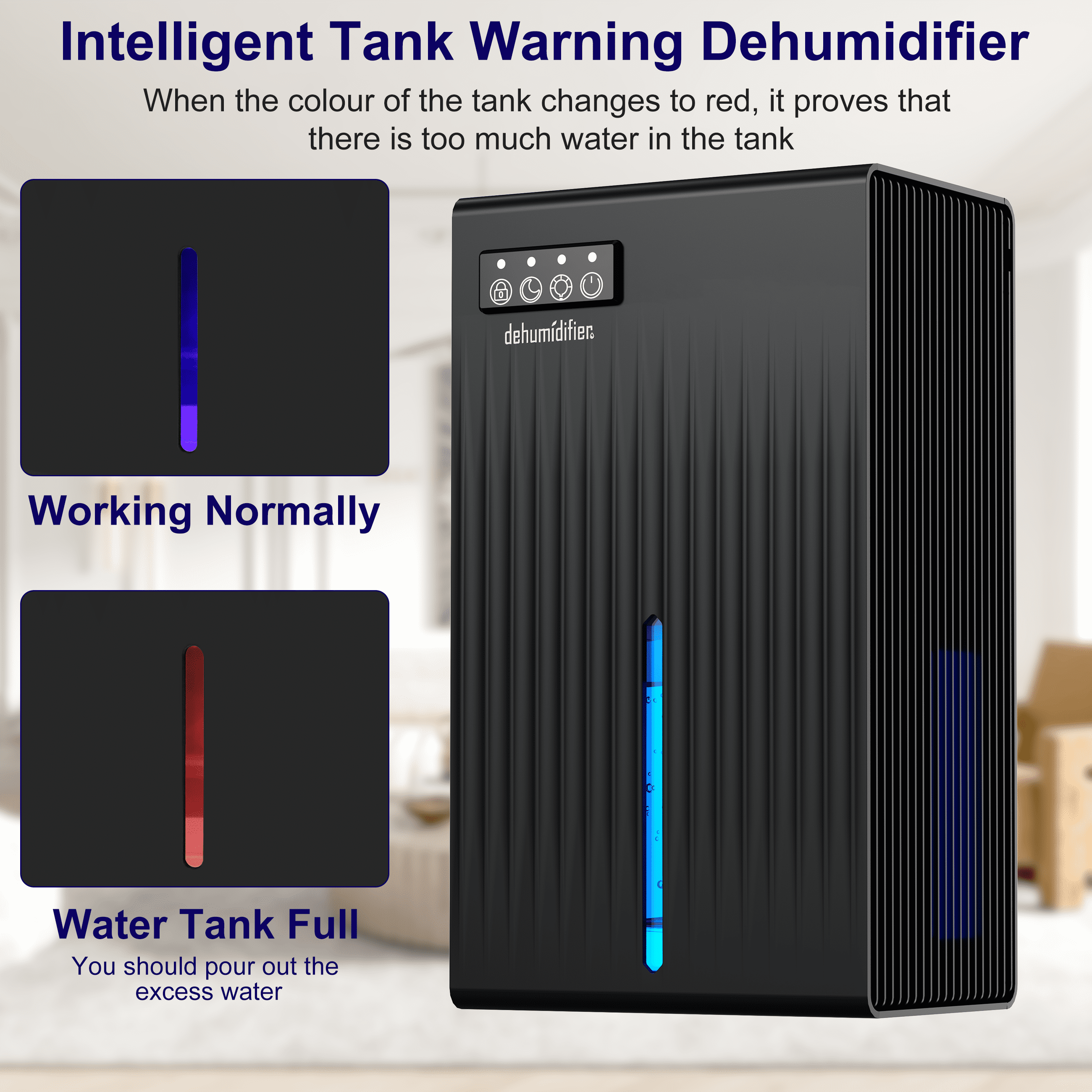 Cobectal 1000ml Ultra Quiet Dehumidifier with Auto Shut Off, Sleep Mode, 900 sq ft Coverage, 7-Color LED Light