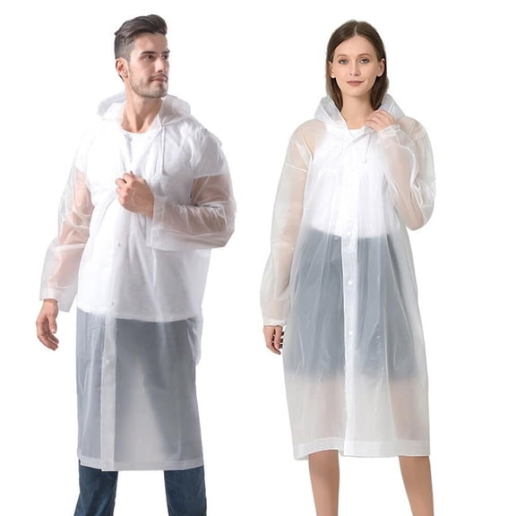 2-Pack Raincoat,Reusable Rain Ponchos for Adults,Portable EVA Packable Rain Jackets with Hood and Drawstring for Men Women