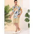 thumbnail image 4 of Lars Amadeus Camisas abotonadas de manga corta con bloques de colores geométricos irregulares para hombre Amarillo blanco 3XL Unique Bargains Camisas, 4 of 6