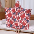 thumbnail image 5 of Red Footballs on Blue Pattern Hooded Bath Towel，60"x35" for Ages 3 To 12 Kids, Quick Dry Lightweight Soft Microfiber Hood Beach Towel Cover Up for Kids, 5 of 7