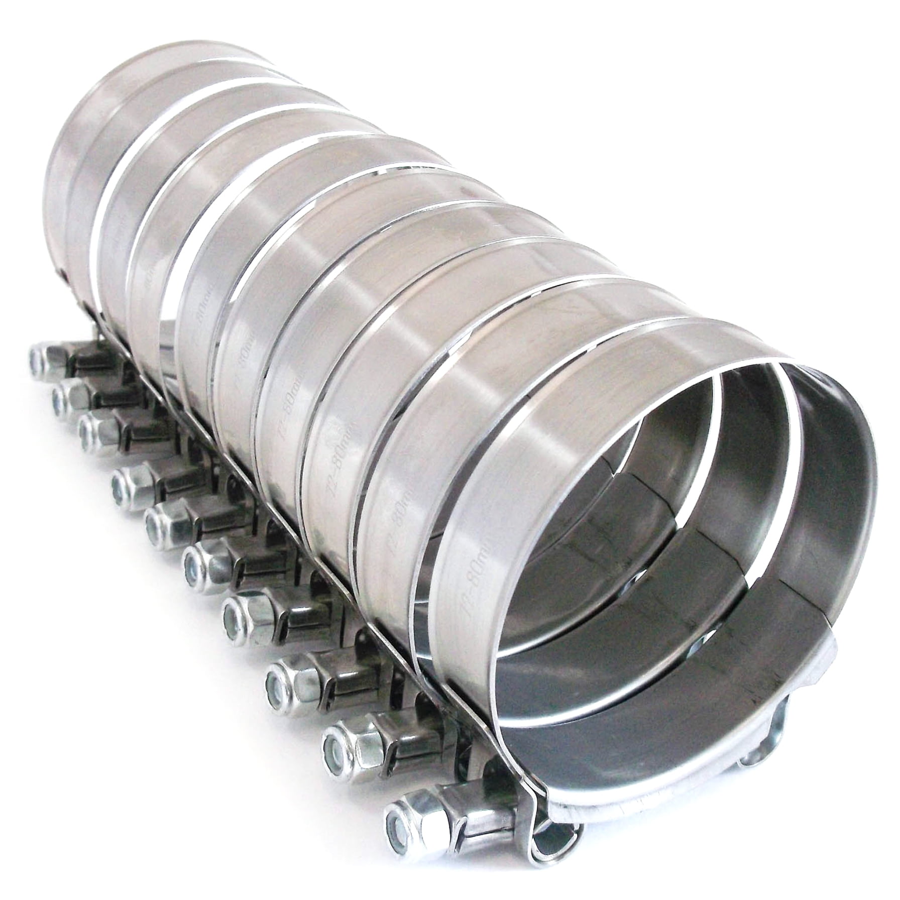 3" T Boulon Silicone Turbo Boost pipe Hose Clamp Heavy Duty Acier Inoxydable 79-87 mm