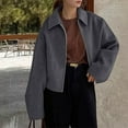 thumbnail image 6 of Women's Trendy Cropped Jacket Pea Coat Style Zip Up Short Casual Outerwear with Pockets, 6 of 8