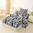 thumbnail image 2 of Homewish Bohemian Skull Skeleton Twin Sheets,Black White Damask Bedding,Halloween Bed Set,3pcs,1 Fitted Sheet and 1 Pillowcase, 2 of 6