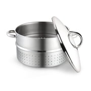 Cook N Home Basics 11 Quart Steam Canner Juice Extractor with Water / Cooking Pan, Mirror Satin Stainless Steel, Juice Pan, Strainer/Loading Pan, Lid, and Hose with Clamp