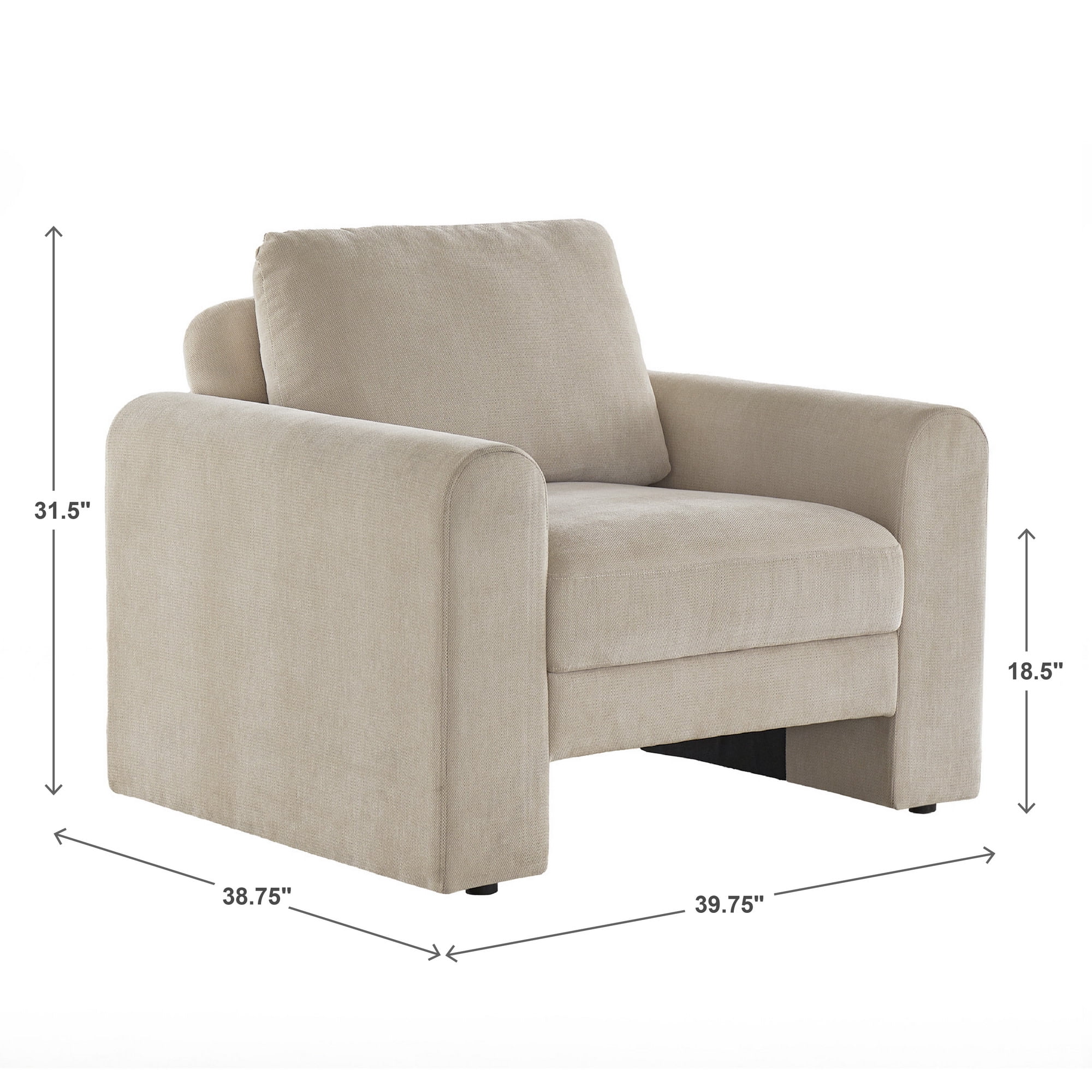 Weston Home Hampden Rounded Arm Chenille Upholstery Accent Chair, Beige