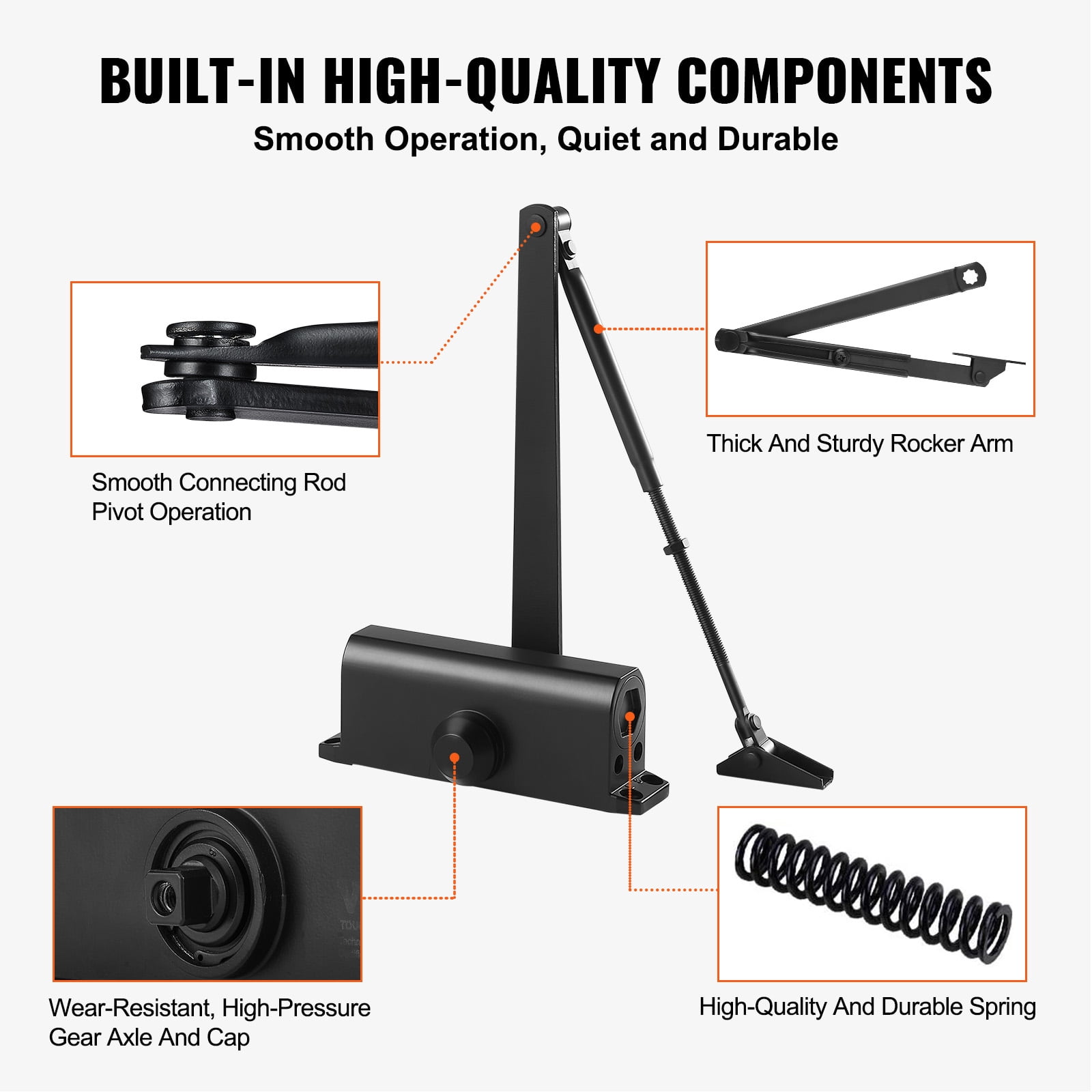SKYSHALO 187 lbs Heavy Duty Commercial Door Small Large Residential Hydraulic Black