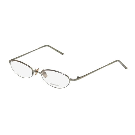 New Vera Wang V05 Womens/Ladies Designer Half-Rim Silver Glamorous Hip Affordable Japan Frame Demo Lenses 47-17-130 Eyeglasses/Eye Glasses