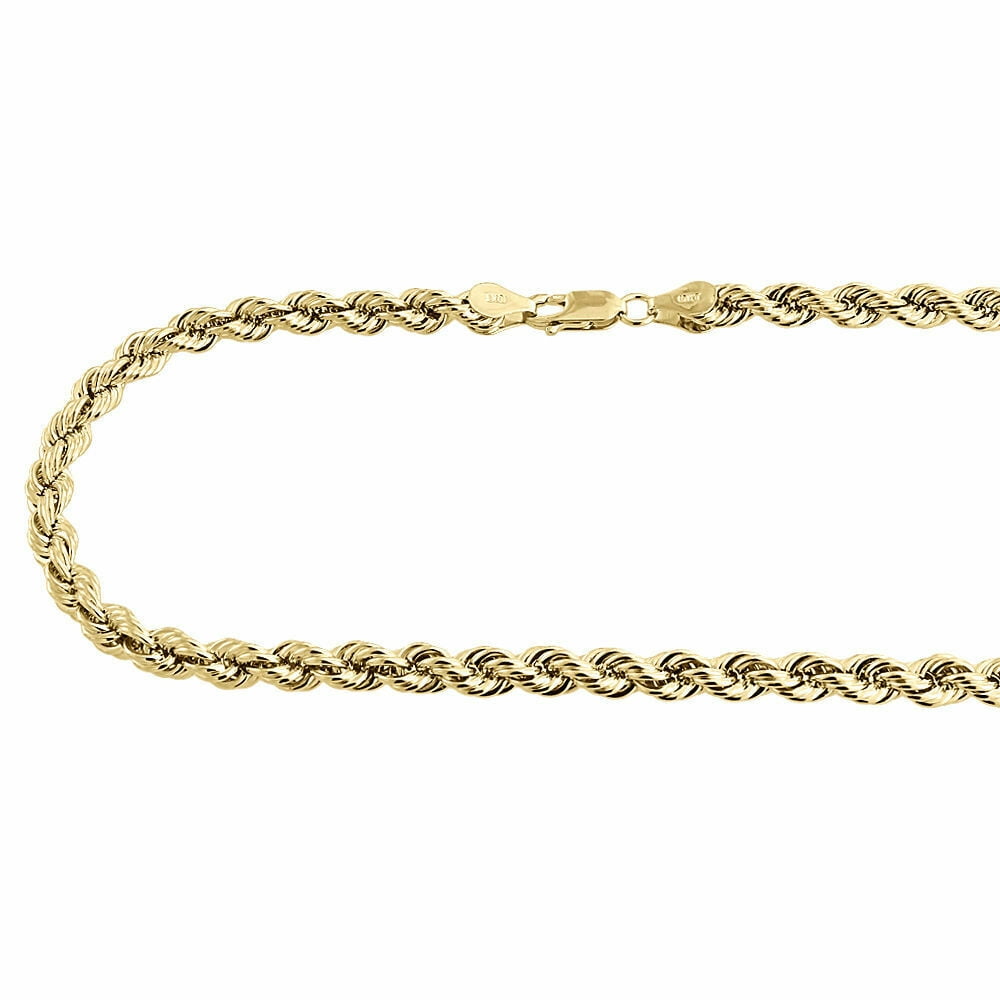 10K Yellow Gold Mens or Ladies Diamond Cut Rope Chain Necklace 5mm 16 Inches