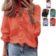 thumbnail image 2 of Blusa Manga Larga Cuello En V Falbala Puño Elástico Color Puro Tops De Moda Para Mujer Naranja M, 2 of 6