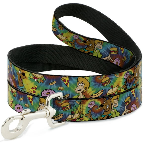 Scooby Doo Pet Leash, Dog Leash, Scooby Doo and Shaggy Poses Munchies Tie Dye Multi Color, 4 Feet Long 0.5 Inch Wide