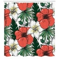 thumbnail image 3 of Ambesonne Aloha Shower Curtain, Graphical Endemic Flowers, 69"Wx70"L, Green and Burnt Sienna, 3 of 3