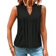 thumbnail image 2 of Sleeveless Shirts for Womens Fashion 2025 Basic Tank Tops Pleated Drape Dressy Tops Summer Outfits Black L, 2 of 7