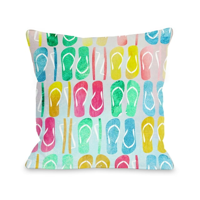 Flip Flop Nation Multi 16x16 Pillow by OBC