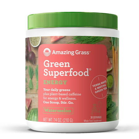 Amazing Grass Energy Green Superfood Powder, Watermelon, 30 (Best Green Food Powder Reviews)