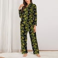 thumbnail image 2 of KLL Corn And Dragonflies Print Women's Long Sleeve Pajamas with Pants Sleepwear Loungewear 2 Set-Medium, 2 of 7