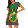 thumbnail image 1 of Easygdp Spring St Patrick’S Day Irish Gnomes Camisón de manga corta para mujer, informal, estampado, 1 of 6