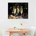 thumbnail image 2 of Nawypu Happy New Year Modern Art Wall Decor for Living Room/Bedroom, Yellow Champagne Fireworks Ribbon Large Canvas Art Painting Framed Ready to Hang, 2 of 4