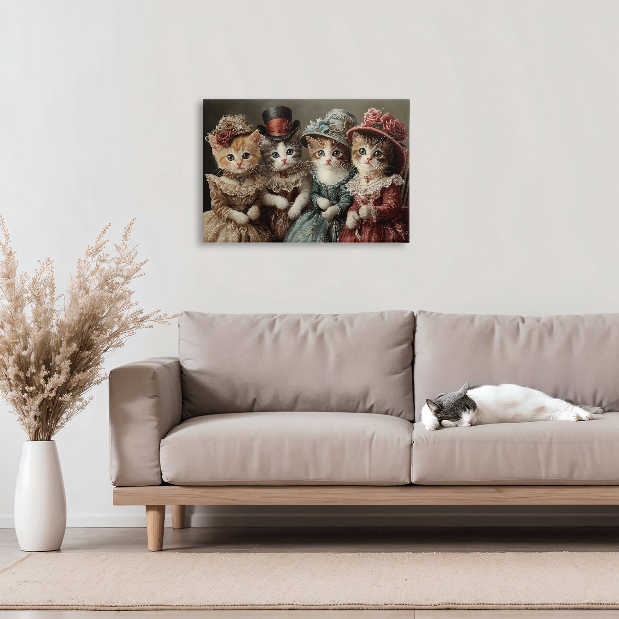 Stupell Industries Vintage Dress Kittens Canvas Wall Art, design by The Wands Want