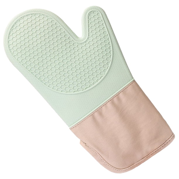 Hytrove Guante Para Antideslizante Color Verde Claro De Silicona Con Protección Térmica Para Cocina Y Barbacoa