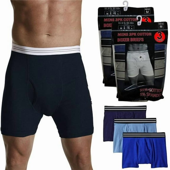 DDI 2347112 Mens Cotton Boxer Briefs - Blue Mix, Medium, Pack of 3 - Case of 24