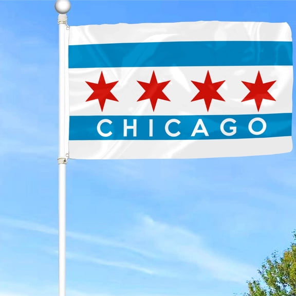 Bayyon Chicago City Flag Banner with Grommets 3x5Feet Man cave Decor