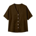 thumbnail image 4 of Xugsiok Womens Cardigan Sweaters Fashion Casual Solid Color V-Neck Button Down Short Sleeve Cover Up, 4 of 7