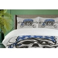 thumbnail image 4 of Ambesonne Skull Duvet Cover Set, Pirate Evil Head Bones, Queen, Blue Grey Black, 4 of 6