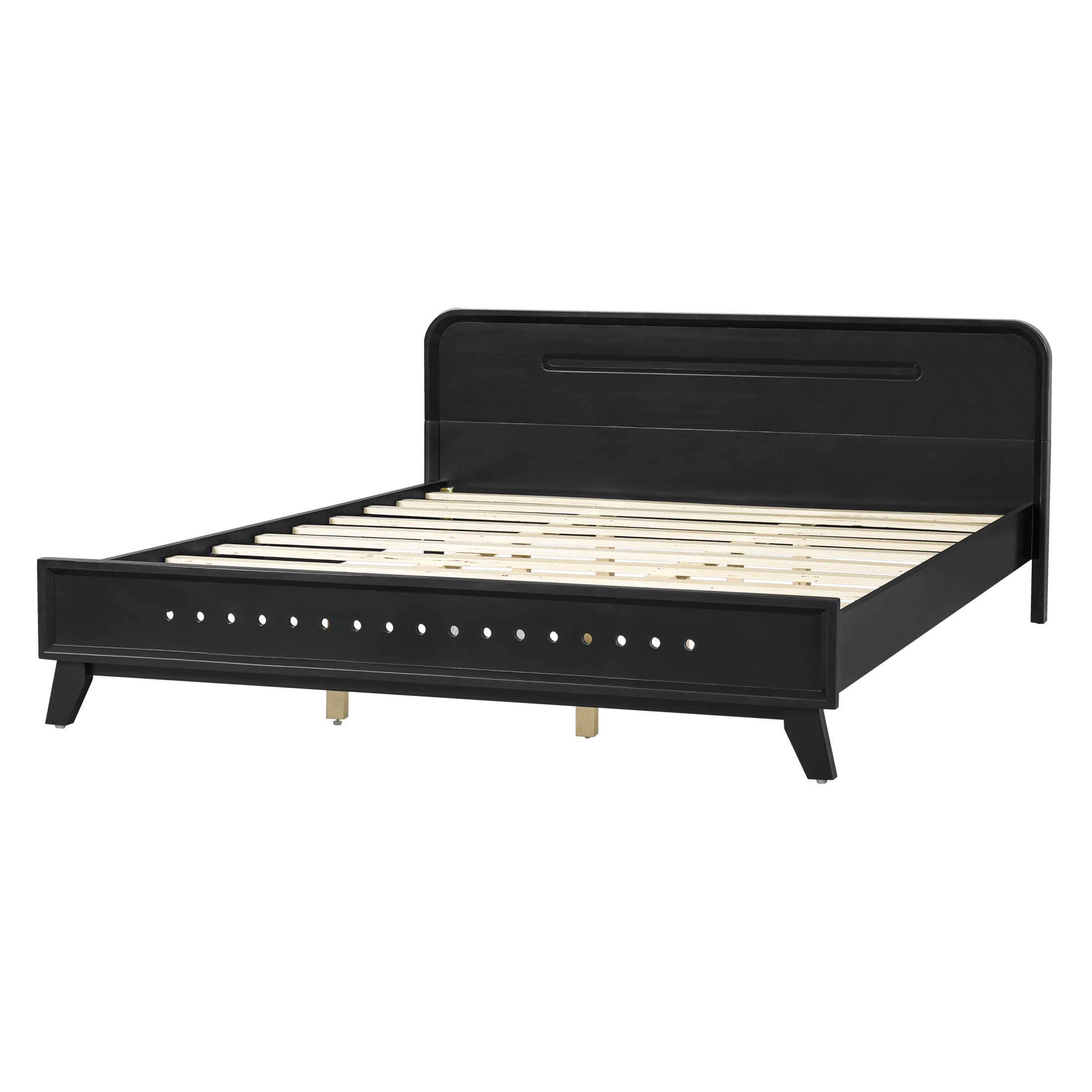 Christopher Knight Home Elegant Wooden Queen Size Bed Frame with Headboard, Black