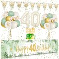 thumbnail image 2 of SPECOOL 40th Birthday Decorations for Lady, Women 40th Birthday Party Kit with Green Gold Happy 40th Birthday Banner, Beige Sage Green Gold Confetti Balloons, Number 40 Balloon Triangle Flag Banner, 2 of 8