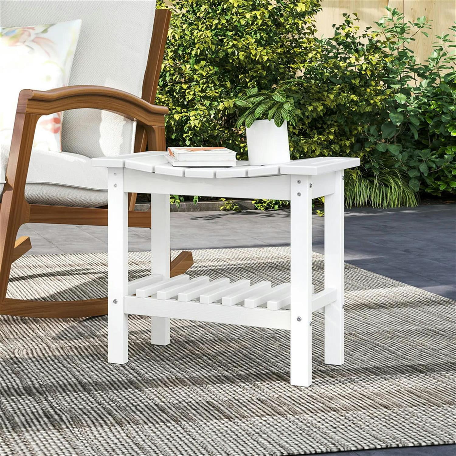 Demi Bonn 20" HDPE Shower Bench, Waterproof Stool with Handle, Storage Shelf, Non-Slip Pads, Indoor/Outdoor for Bathroom, White